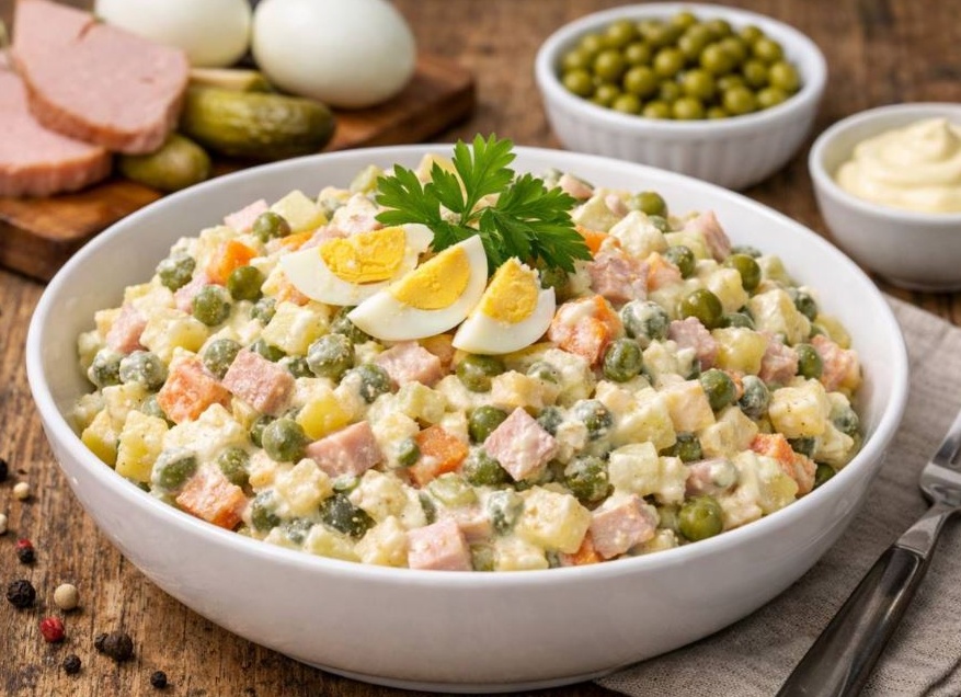 Стоимость базового набора для приготовления «Оливье» в торговых сетях за год выросла на 2%